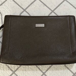 GUC Burberry Dark Brown Leather Clutch-very clean inside.